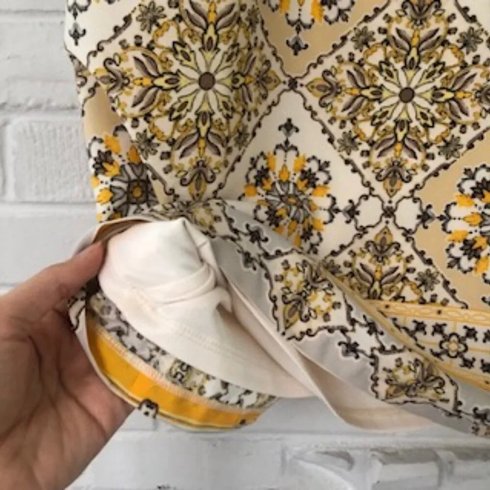 Lulu's Yellow Floral Bandana Sheath Mini Dress S - Picture 6 of 8
